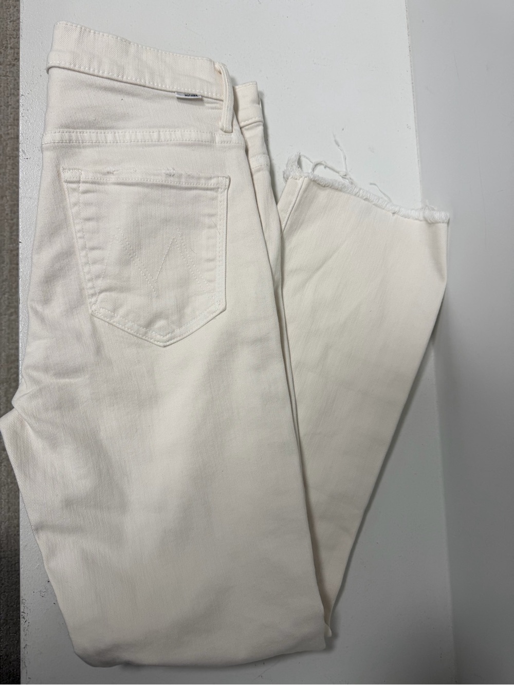 Mother Denim | Insider Crop Step Fray in Cream Puffs | Size 28
